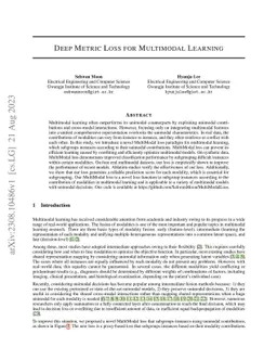 Deep Metric Loss for Multimodal Learning