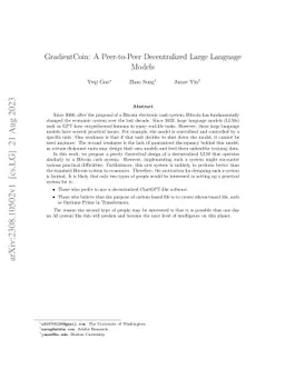 GradientCoin: A Peer-to-Peer Decentralized Large Language Models