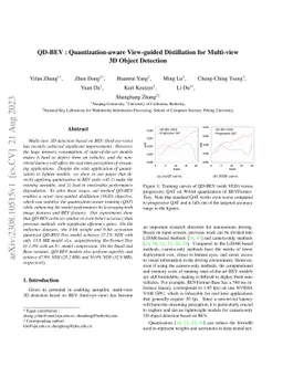 QD-BEV : Quantization-aware View-guided Distillation for Multi-view 3D
  Object Detection