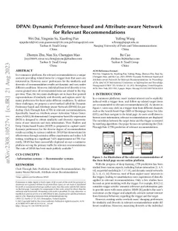 DPAN: Dynamic Preference-based and Attribute-aware Network for Relevant
  Recommendations