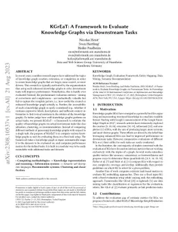 KGrEaT: A Framework to Evaluate Knowledge Graphs via Downstream Tasks