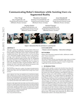 Communicating Robot's Intentions while Assisting Users via Augmented
  Reality