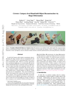 CHORD: Category-level Hand-held Object Reconstruction via Shape
  Deformation
