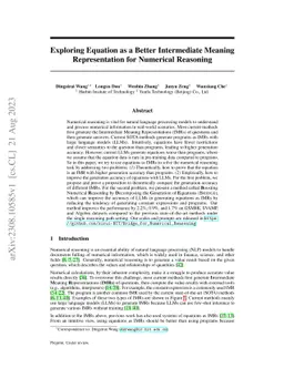 Exploring Equation as a Better Intermediate Meaning Representation for
  Numerical Reasoning