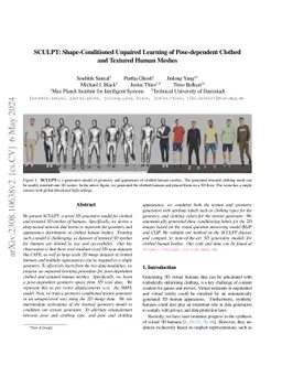 SCULPT: Shape-Conditioned Unpaired Learning of Pose-dependent Clothed
  and Textured Human Meshes