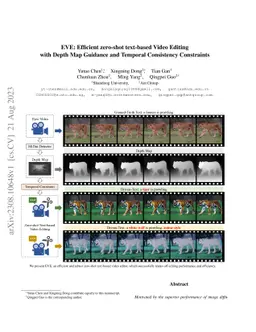 EVE: Efficient zero-shot text-based Video Editing with Depth Map
  Guidance and Temporal Consistency Constraints