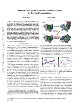 Dexterous Soft Hands Linearize Feedback-Control for In-Hand Manipulation