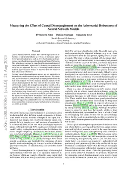 Measuring the Effect of Causal Disentanglement on the Adversarial
  Robustness of Neural Network Models