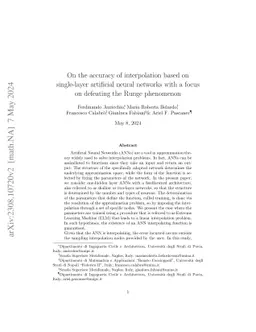 On the accuracy of interpolation based on single-layer artificial neural
  networks with a focus on defeating the Runge phenomenon