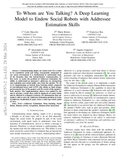 To Whom are You Talking? A Deep Learning Model to Endow Social Robots
  with Addressee Estimation Skills