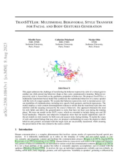 TranSTYLer: Multimodal Behavioral Style Transfer for Facial and Body
  Gestures Generation