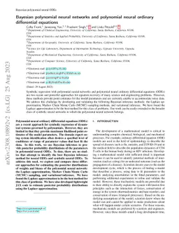 Bayesian polynomial neural networks and polynomial neural ordinary
  differential equations
