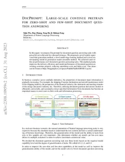 DocPrompt: Large-scale continue pretrain for zero-shot and few-shot
  document question answering