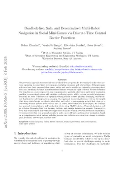 Deadlock-free, Safe, and Decentralized Multi-Robot Navigation in Social
  Mini-Games via Discrete-Time Control Barrier Functions
