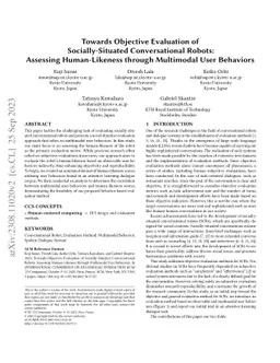 Towards Objective Evaluation of Socially-Situated Conversational Robots:
  Assessing Human-Likeness through Multimodal User Behaviors