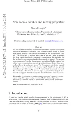 New copula families and mixing properties