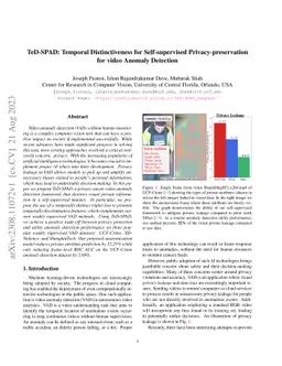 TeD-SPAD: Temporal Distinctiveness for Self-supervised
  Privacy-preservation for video Anomaly Detection