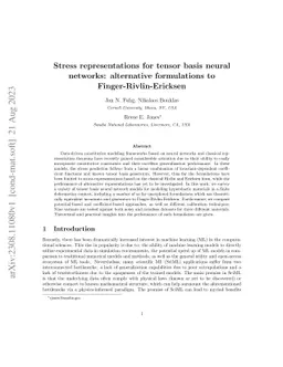 Stress representations for tensor basis neural networks: alternative
  formulations to Finger-Rivlin-Ericksen