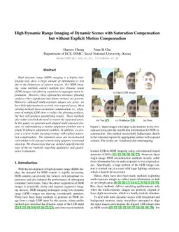 High Dynamic Range Imaging of Dynamic Scenes with Saturation
  Compensation but without Explicit Motion Compensation