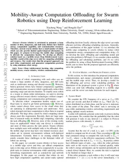 Mobility-Aware Computation Offloading for Swarm Robotics using Deep
  Reinforcement Learning