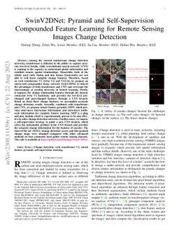 SwinV2DNet: Pyramid and Self-Supervision Compounded Feature Learning for
  Remote Sensing Images Change Detection