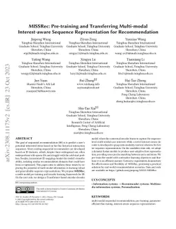 MISSRec: Pre-training and Transferring Multi-modal Interest-aware
  Sequence Representation for Recommendation