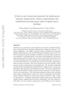 A three in one bottom-up framework for simultaneous semantic
  segmentation, instance segmentation and classification of multi-organ nuclei
  in digital cancer histology