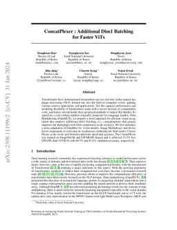 ConcatPlexer: Additional Dim1 Batching for Faster ViTs