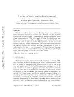 A survey on bias in machine learning research