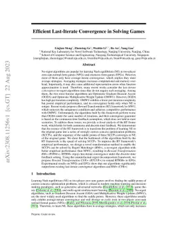 Efficient Last-iterate Convergence Algorithms in Solving Games