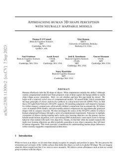 Approaching human 3D shape perception with neurally mappable models