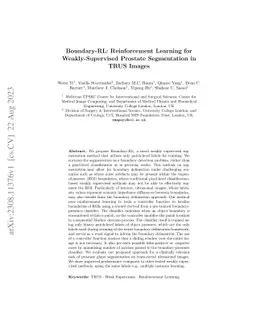 Boundary-RL: Reinforcement Learning for Weakly-Supervised Prostate
  Segmentation in TRUS Images