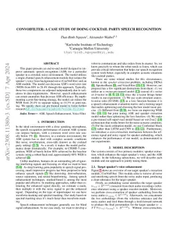 Convoifilter: A case study of doing cocktail party speech recognition