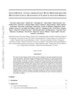 LegalBench: A Collaboratively Built Benchmark for Measuring Legal
  Reasoning in Large Language Models