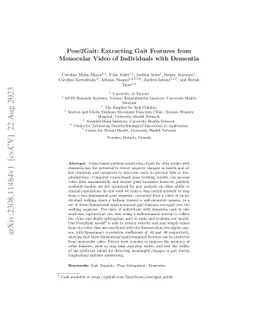 Pose2Gait: Extracting Gait Features from Monocular Video of Individuals
  with Dementia