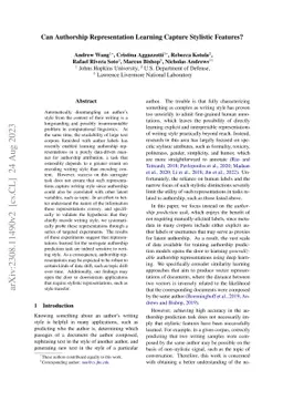 Can Authorship Representation Learning Capture Stylistic Features?