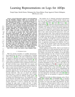 Learning Representations on Logs for AIOps