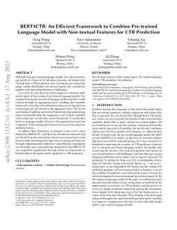 BERT4CTR: An Efficient Framework to Combine Pre-trained Language Model
  with Non-textual Features for CTR Prediction