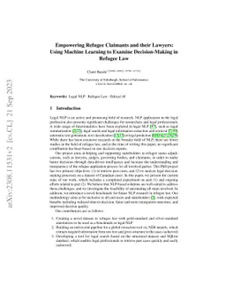 Empowering Refugee Claimants and their Lawyers: Using Machine Learning
  to Examine Decision-Making in Refugee Law