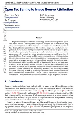 Open Set Synthetic Image Source Attribution