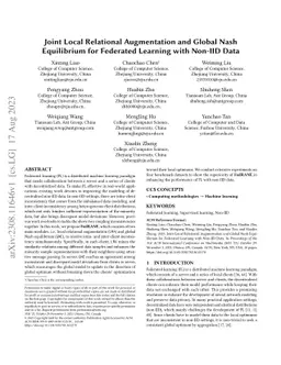 Joint Local Relational Augmentation and Global Nash Equilibrium for
  Federated Learning with Non-IID Data