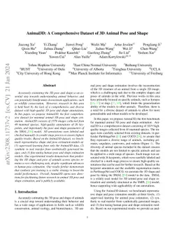 Animal3D: A Comprehensive Dataset of 3D Animal Pose and Shape