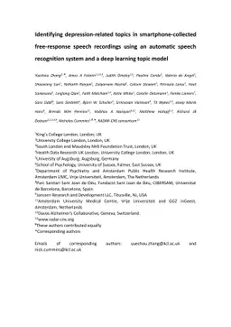 Identifying depression-related topics in smartphone-collected
  free-response speech recordings using an automatic speech recognition system
  and a deep learning topic model