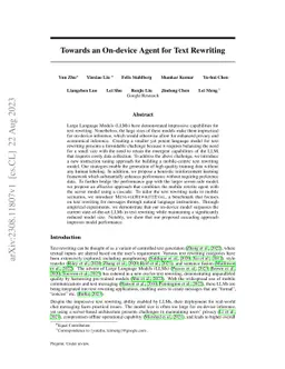 Towards an On-device Agent for Text Rewriting