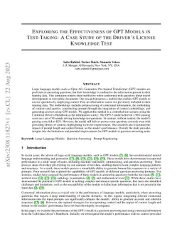 Exploring the Effectiveness of GPT Models in Test-Taking: A Case Study
  of the Driver's License Knowledge Test