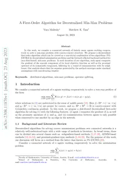 A First-Order Algorithm for Decentralised Min-Max Problems