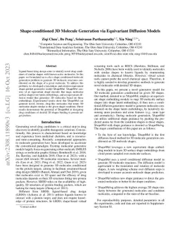 Shape-conditioned 3D Molecule Generation via Equivariant Diffusion
  Models