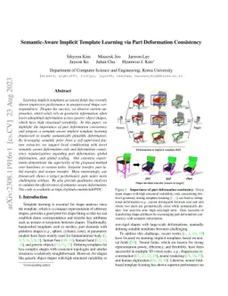 Semantic-Aware Implicit Template Learning via Part Deformation
  Consistency