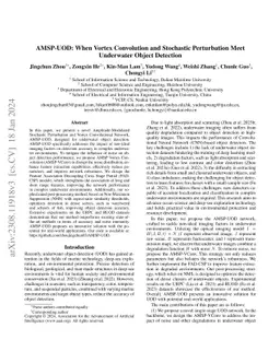 AMSP-UOD: When Vortex Convolution and Stochastic Perturbation Meet
  Underwater Object Detection