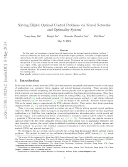 Solving Elliptic Optimal Control Problems via Neural Networks and
  Optimality System